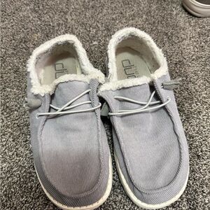 Hey Dude Women's Slip-On Flats in Light Gray with Sherpa Trim